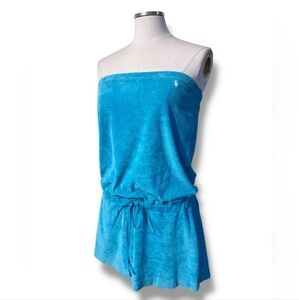 RALPH LAUREN BLUE LABEL Blue Strapless French Terry Dress VINTAGE